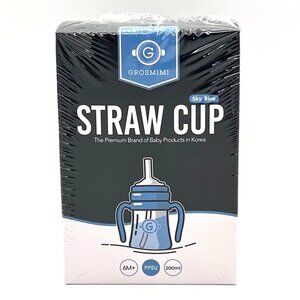 Grosmimi Baby Straw Cup 6M PPSU 200ml Sky Blue BPA-Free Leakproof Microwave Safe
